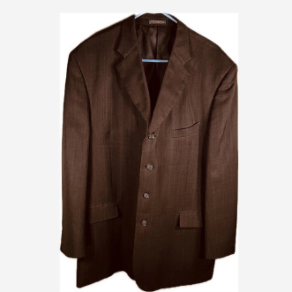 Zandello Sports Coat Jacket Blazer Men's XL 42 R Coffee Brown 4 Button Polyester